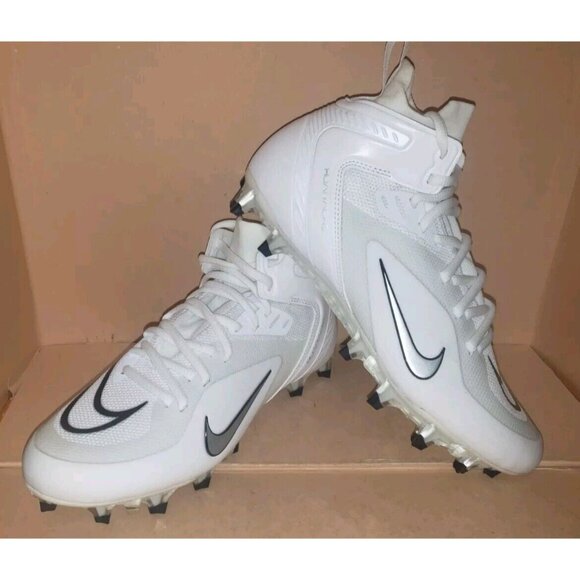 NIKE ALPHA HUARACHE 8 ELITE LACROSSE FOOTBALL WHITE/BLUE MEN'S Sizes NEW - Picture 7 of 16